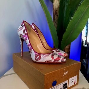 RARE CHRISTIAN LOUBOUTIN SHOES 100% AUTHENTIC COSMOPUMP 100 LUREX LIPS SIZE 38